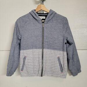 Boys Sovereign Code zip up hoodie dusty Blue multicolored with stripes.